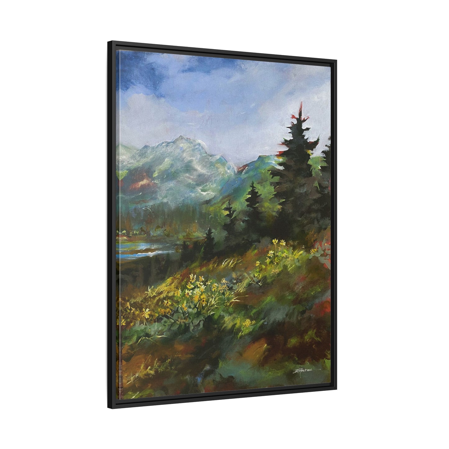 "SPRING HILL"  FRAMED Matte Canvas Mountain Landscape