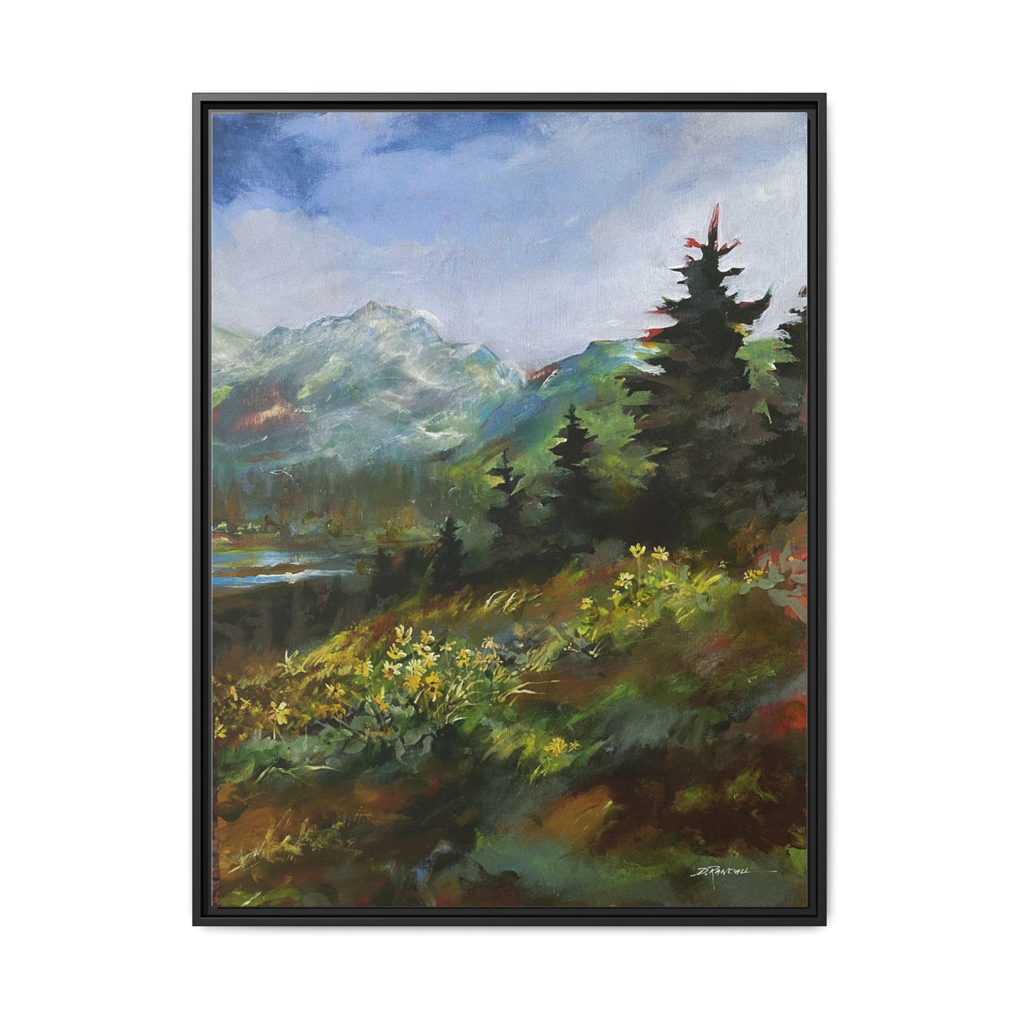 "SPRING HILL"  FRAMED Matte Canvas Mountain Landscape