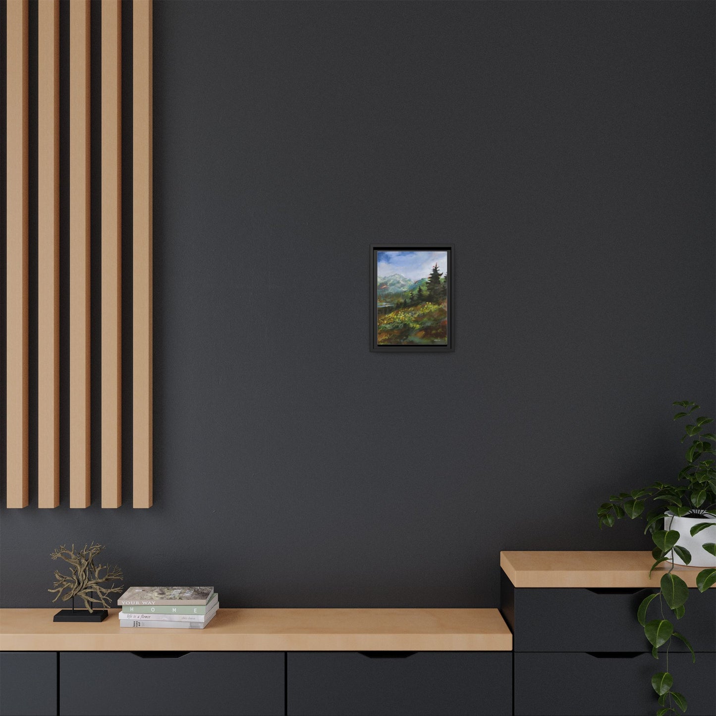 "SPRING HILL"  FRAMED Matte Canvas Mountain Landscape