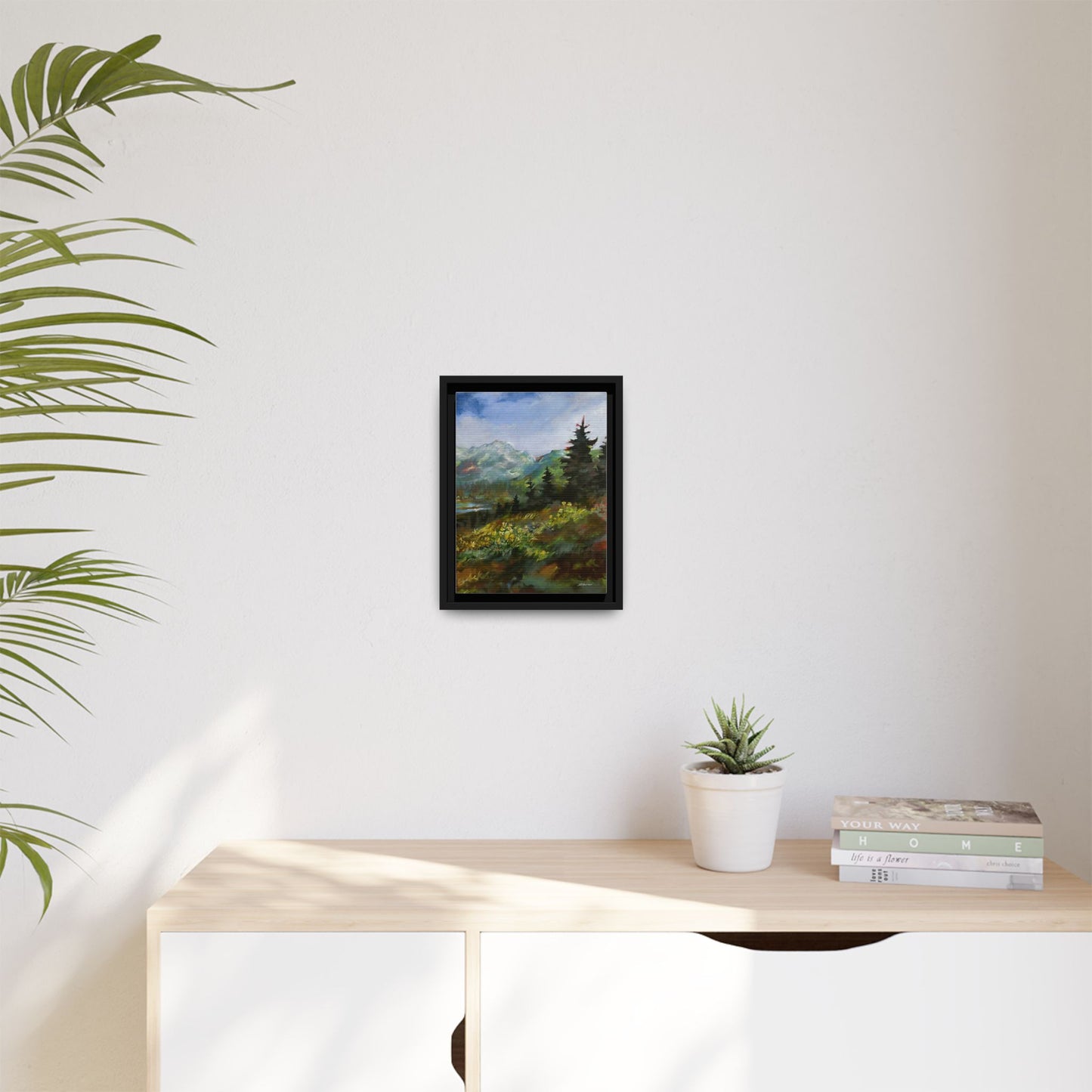 "SPRING HILL"  FRAMED Matte Canvas Mountain Landscape