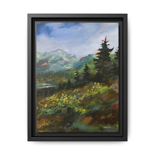 "SPRING HILL"  FRAMED Matte Canvas Mountain Landscape